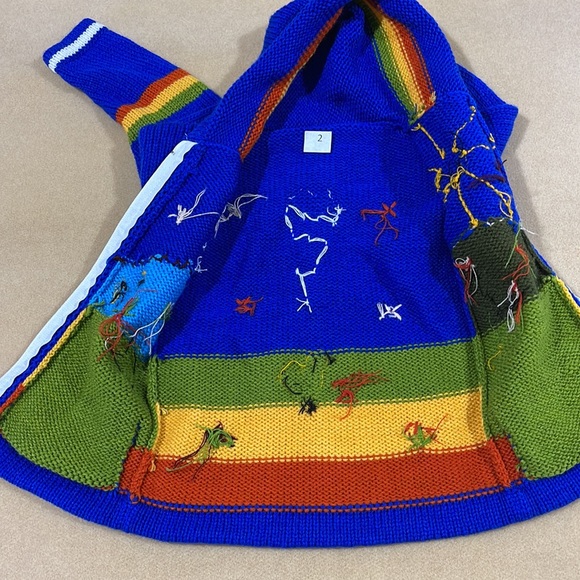 BNWT PERUVIAN TODDLERS ACRYLIC KNIT ZIP FRONT SWEATER HOODIE WITH FELT ANIMALS - Picture 5 of 6